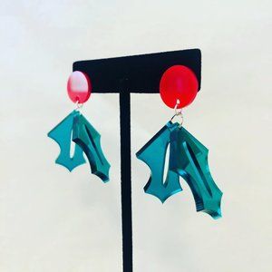 Acrylic Holly Berry Christmas Earrings